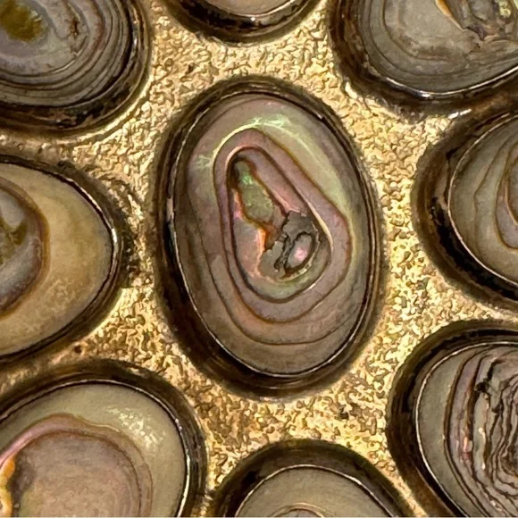 Sterling Silver .925 & Abalone Shell Brooch Taxco Mexico TE52 Vintage 70s 80s - Picture 9 of 16